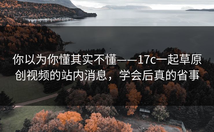 你以为你懂其实不懂——17c一起草原创视频的站内消息,学会后真的省事 你以为你懂其实不懂——17c一起草原创视频的站内消息,学会后真的省事