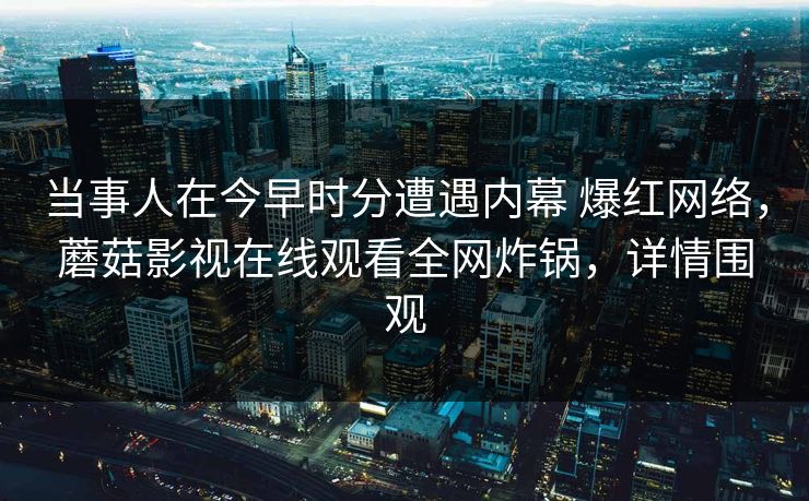 当事人在今早时分遭遇内幕 爆红网络，蘑菇影视在线观看全网炸锅，详情围观