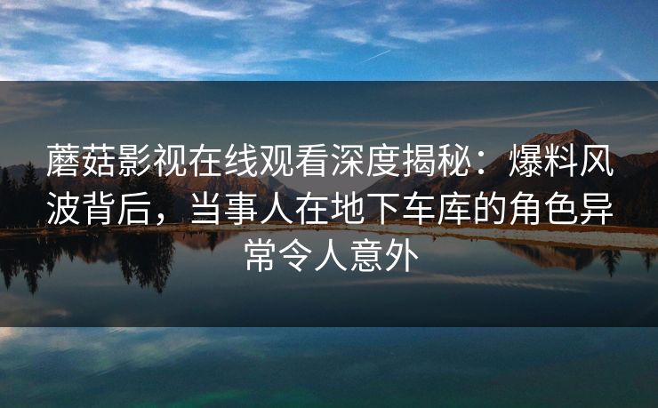蘑菇影视在线观看深度揭秘：爆料风波背后，当事人在地下车库的角色异常令人意外