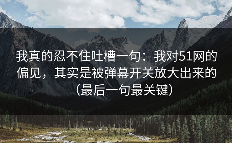 我真的忍不住吐槽一句：我对51网的偏见，其实是被弹幕开关放大出来的（最后一句最关键）