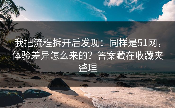 我把流程拆开后发现:同样是51网,体验差异怎么来的?答案藏在收藏夹整理 我把流程拆开后发现:同样是51网,体验差异怎么来的?答案藏在收藏夹整理