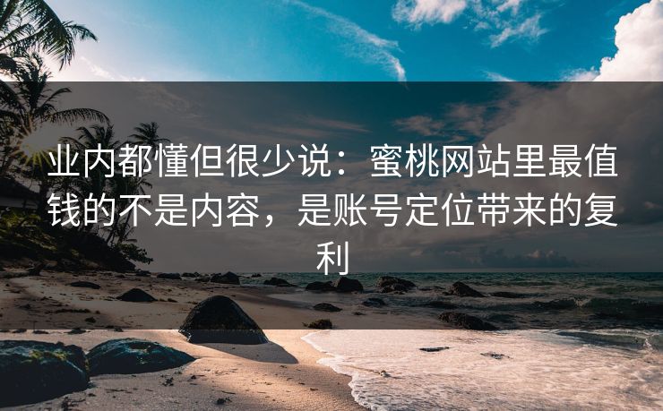 业内都懂但很少说:蜜桃网站里最值钱的不是内容,是账号定位带来的复利 业内都懂但很少说:蜜桃网站里最值钱的不是内容,是账号定位带来的复利